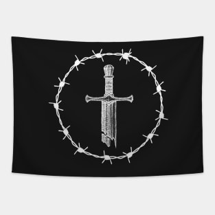 Broken Sword Barbed Wire Saint Martin of Tours Gothic Tapestry