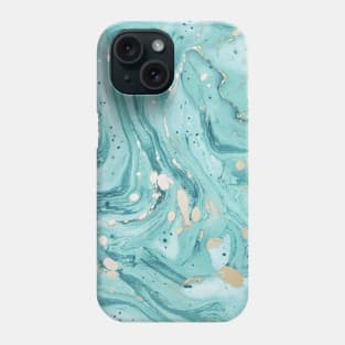 Teal Gold Marbe Design Teal Marbling Phone Case