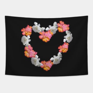 Floral love heart peach and white Tapestry