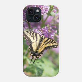 Yellow Swallowtail Butterfly and Purple Flowers Phone Case