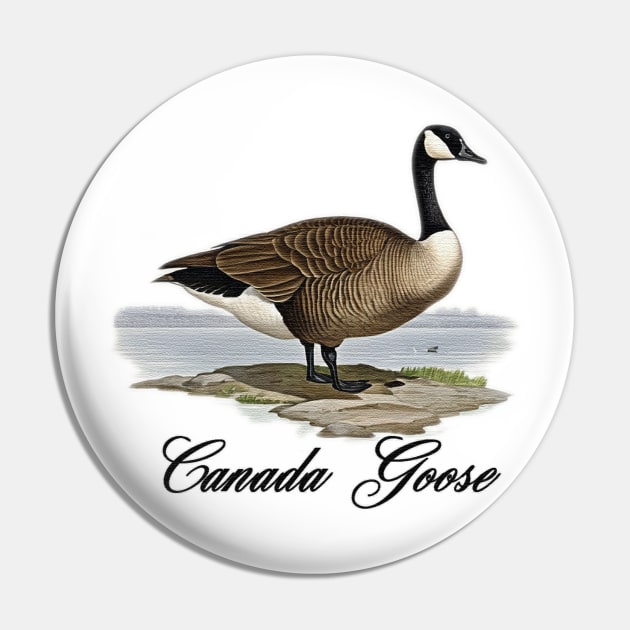 Canada Goose standing on an island Pin by JnS Merch Store