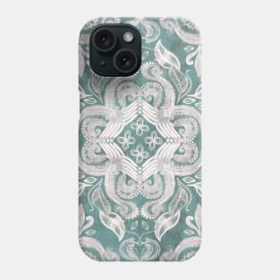 Teal and grey dirty denim textured boho pattern Phone Case