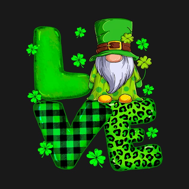 Happy St Patricks Day Love Gnome Shamrock For Men Women by omorihisoka