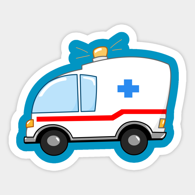 Ambulance Cartoon - Ambulance - Sticker | TeePublic Ambulance Cartoon - Ambulance - Sticker | TeePublic