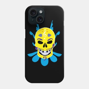 Dia de Los Muertos Music Sugar Skull - Floral Jester Edition - Yellow Phone Case