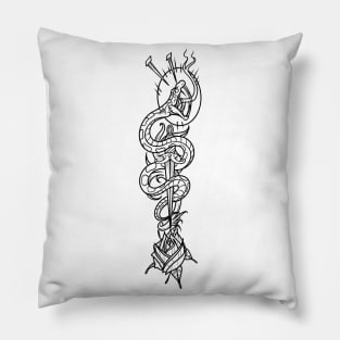 Traditional Snake & Rose Tattoo Pillow