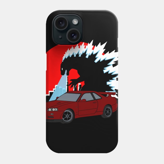 Red Godzilla Skyline Phone Case by VanityChiks