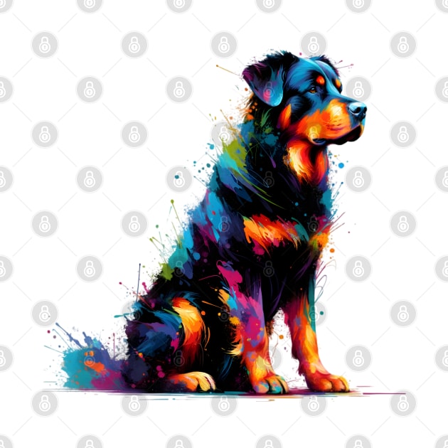 Colorful Artistic Beauceron Portrait in Splash Paint Style by ArtRUs