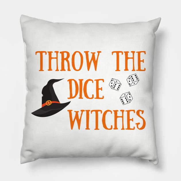 Throw the Dice Witches It's Buncoween Bunco Night Dice Game Pillow by MalibuSun