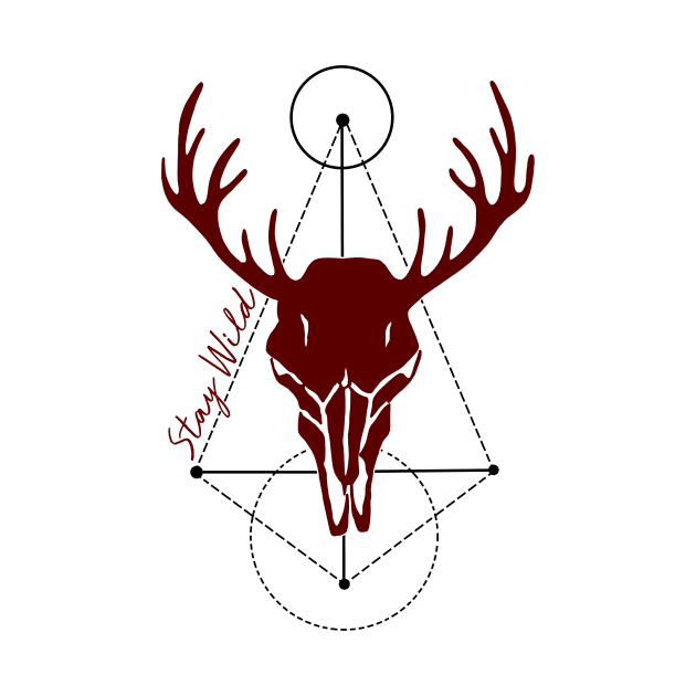 "Stay Wild" Deer Skull Geometric Design by MillerDesigns