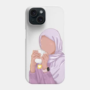 hijabi enjoying tea Phone Case