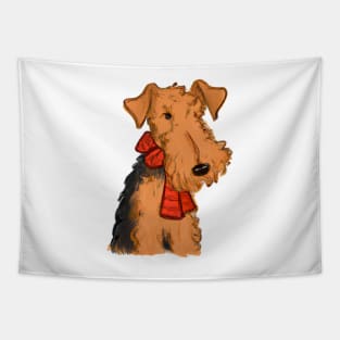 Cute Airedale Terrier Drawing Tapestry