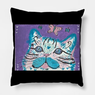 Abstract colorful cat face Pillow