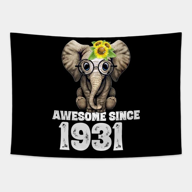 Awesome since 1931 89 Years Old Bday Gift 89th Birthday Tapestry by DoorTees