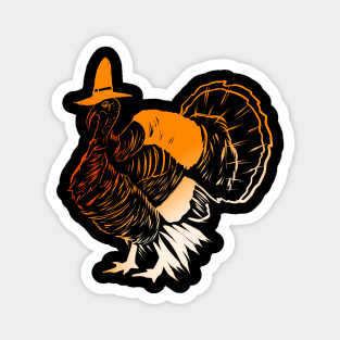 Stylized Turkey With A Pilgrims Hat For Thanksgiving Magnet