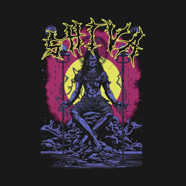 Lord Shiva Deathcore Style Dark Art Tee: Divine Aggression by Soulphur Media