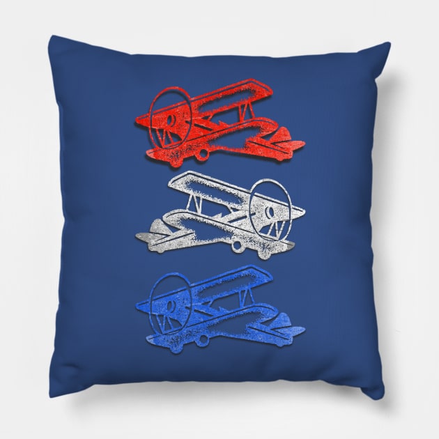 Up in the Air Patriotic Prop Engine Planes Pillow by Contentarama