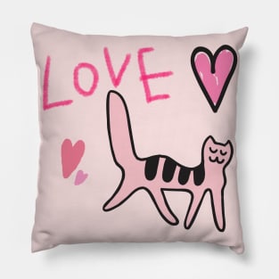I LOVE PINK, PINK CAT Pillow
