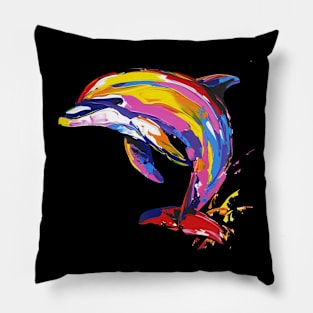 Dolphin Colorful Pop Art Design Animal Lover Gift Idea Pillow