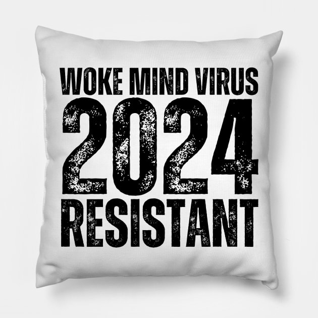 Woke Mind Virus 2024 RESISTANT Pillow by la chataigne qui vole ⭐⭐⭐⭐⭐