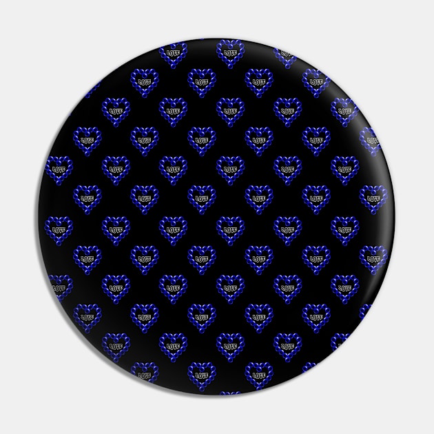 Love Heart in Blue Color Pattern Pin by The Black Panther