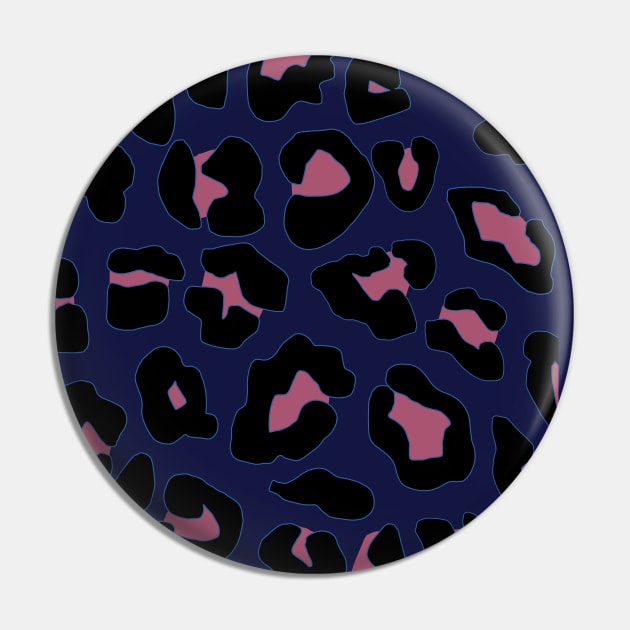 Pink and Blue Leopard Print Pattern Pin by OneThreeSix