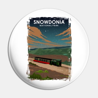 Snowdonia National Park Wales UK Travel Poster at Night Pin