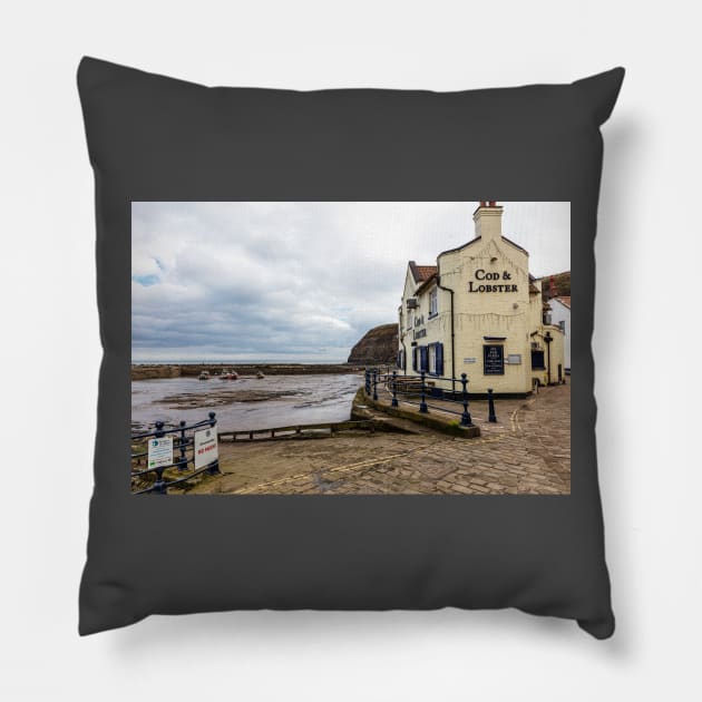 Cod And Lobster, Staithes, Yorkshire, England Pillow by tommysphotos