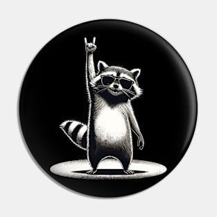 Retro Raccoon Rock and Roll Music Gift Funny Raccoon Pin