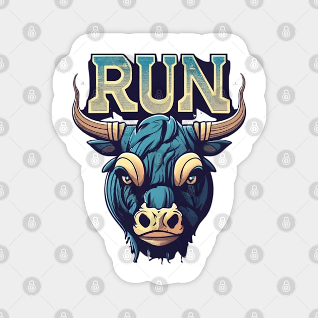 Bull Head Design Artwork Magnet by Abeer Ahmad