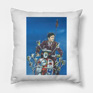 Retro Scooter, Classic Scooter, Scooterist, Scootering, Scooter Rider, Mod Art Pillow