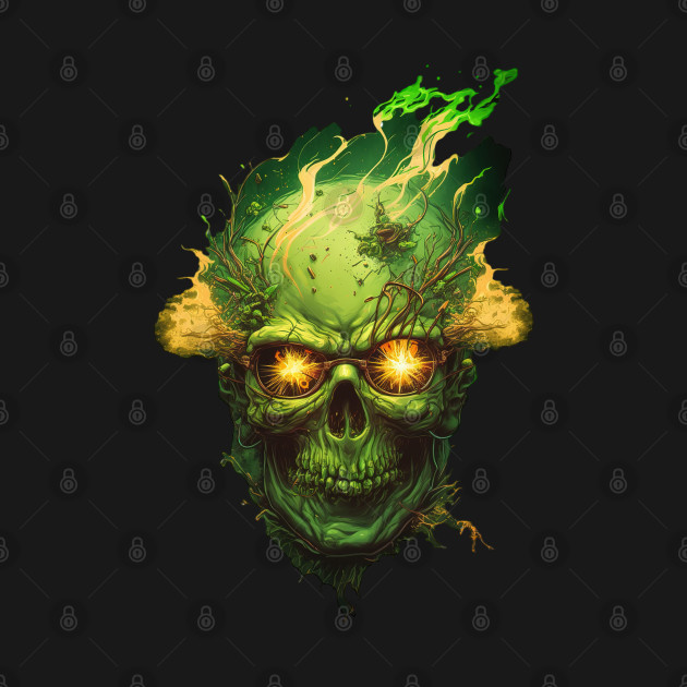 Green Horror Skull by TooplesArt