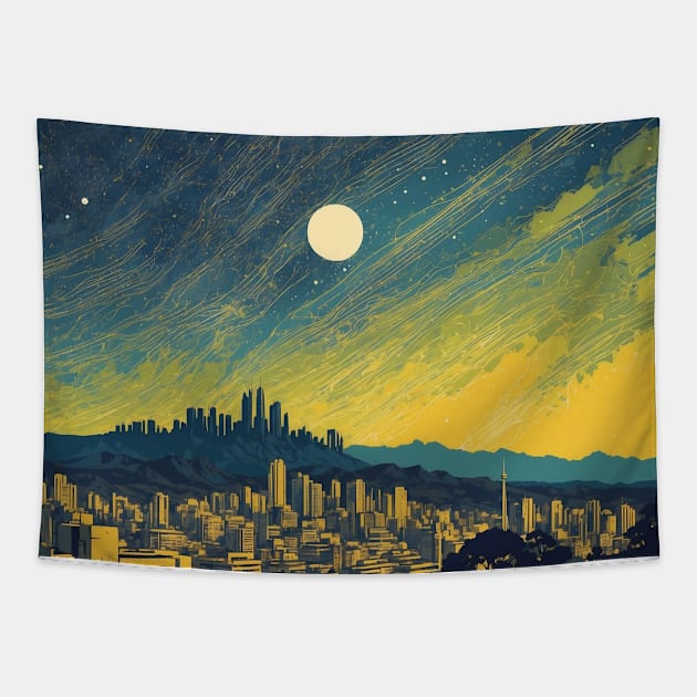 Belo Horizonte Starry Night Brazil Vintage Tourism Travel Poster Art Tapestry by TravelersGems