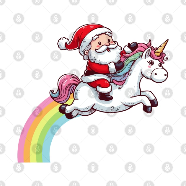 Santa Riding Unicorn by katzura