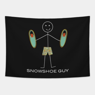 Funny Mens Snowshoeing Guy Tapestry