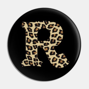 Letter R Leopard Cheetah Monogram Initial Pin