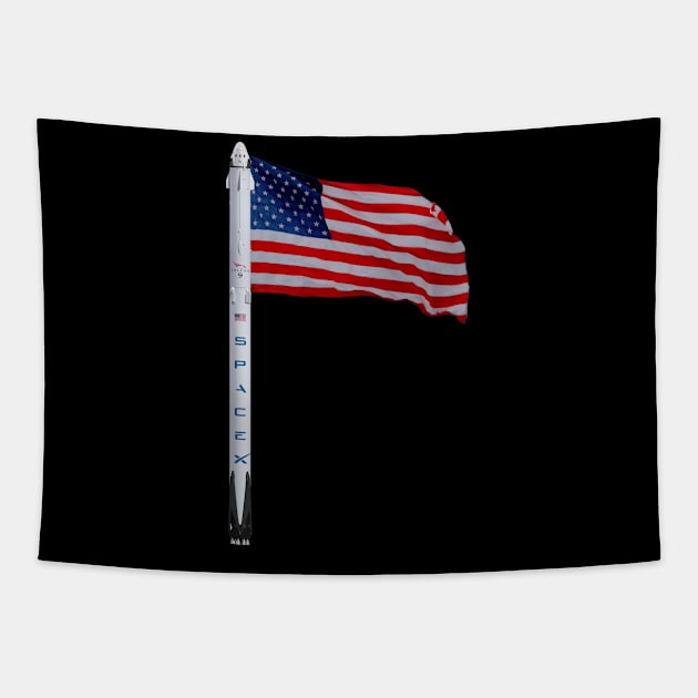 American Flag Falcon Rocket Launch America Tapestry by W.Pyzel