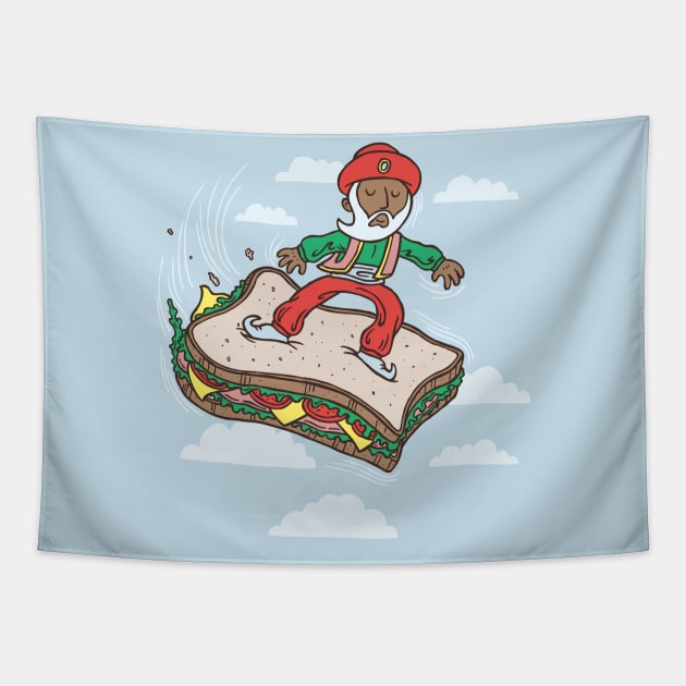 Sinbad Surfs the Seven Skies, on a Sandwich. I Don't know Why Tapestry by WanderingBert