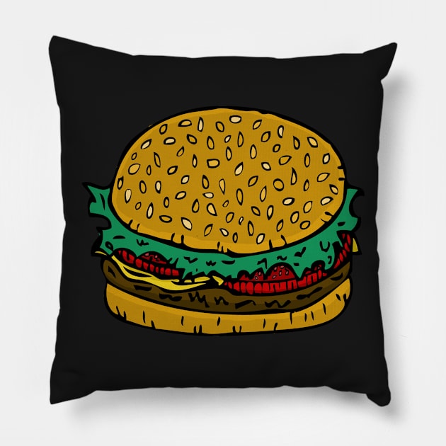 Cheeseburger #5 Pillow by RockettGraph1cs