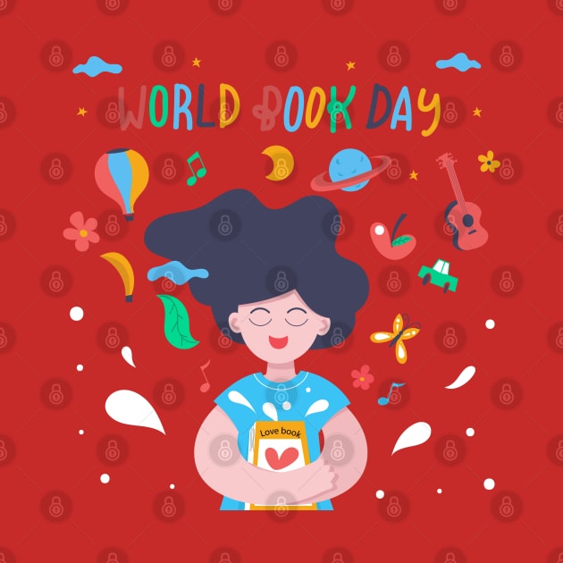 World Book Day Girl Loves Book by Mako Design 