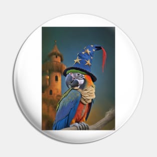 Macaw Parrot Wizard Hat Pin