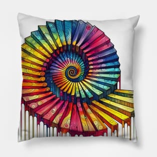 Psychedelic looking abstract illustration of Escher stairs Pillow