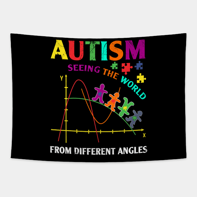 Autism Seeing The World From A Different Angel Puzzles Gifts Tapestry by Edward Shelling Rudolph Iii