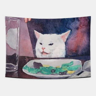 Woman Yelling At Cat Meme Tapestries Teepublic