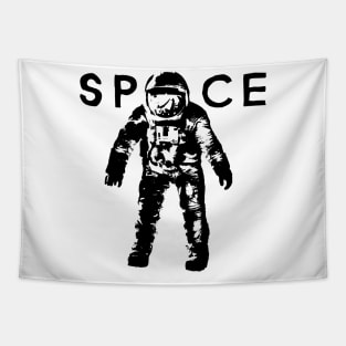 Black Vector Illustration of Astronaut Spaceman Tapestry
