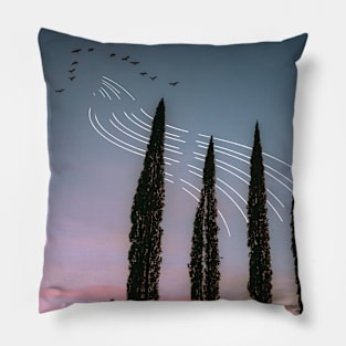 Birds in Flight Purple Skies Pillow