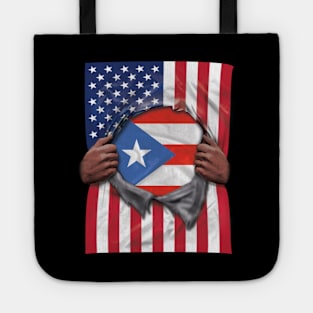 Puerto Rico Flag American Flag Ripped - Gift for Puerto Rican From Puerto Rico Tote