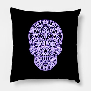 Violet Neon Calavera Pillow