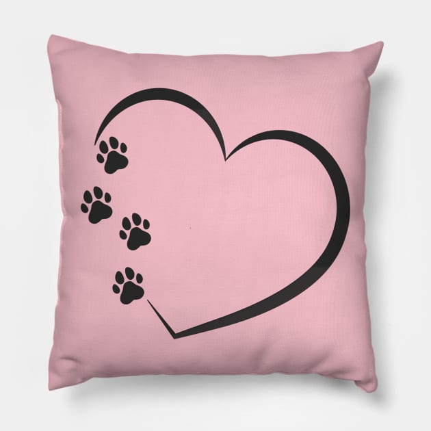 Cat paw heart Pillow by RubyCollection