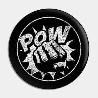 Distressed Effect Pop Art 'Pow' in Black and White Pin